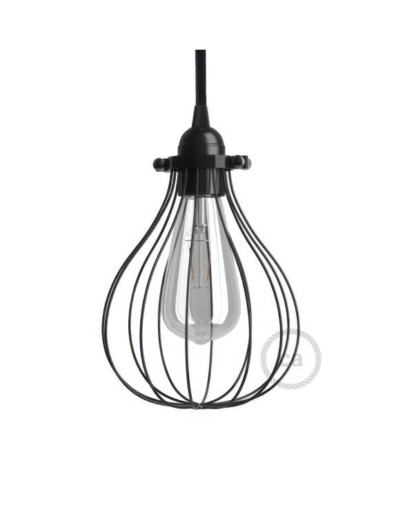 Naked light bulb cage metal lampshade Drop with adjustable collar closure