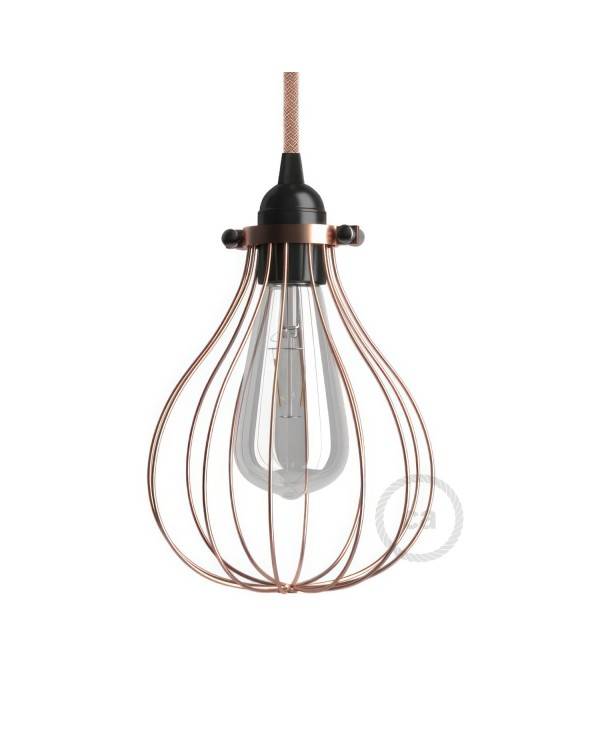 Naked light bulb cage metal lampshade Drop with adjustable collar closure