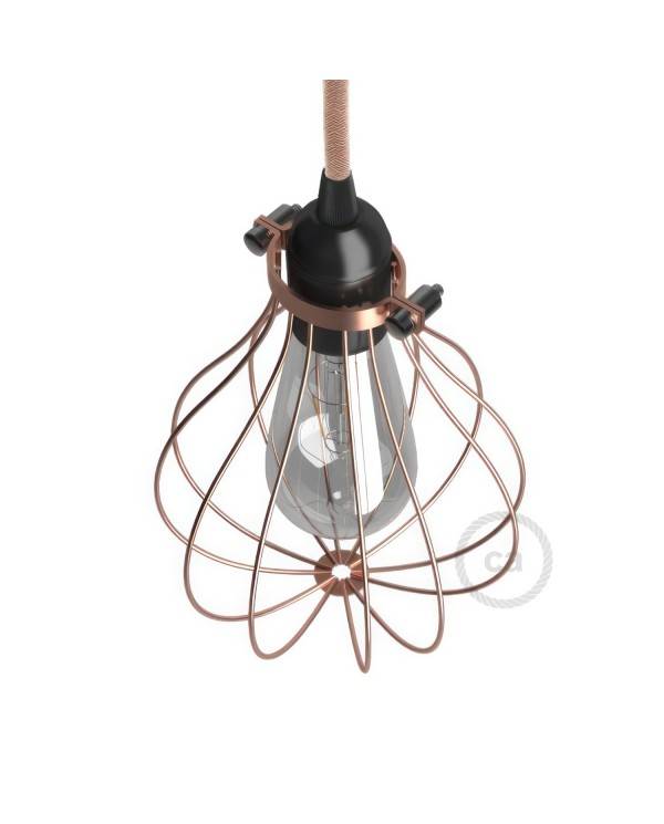 Naked light bulb cage metal lampshade Drop with adjustable collar closure