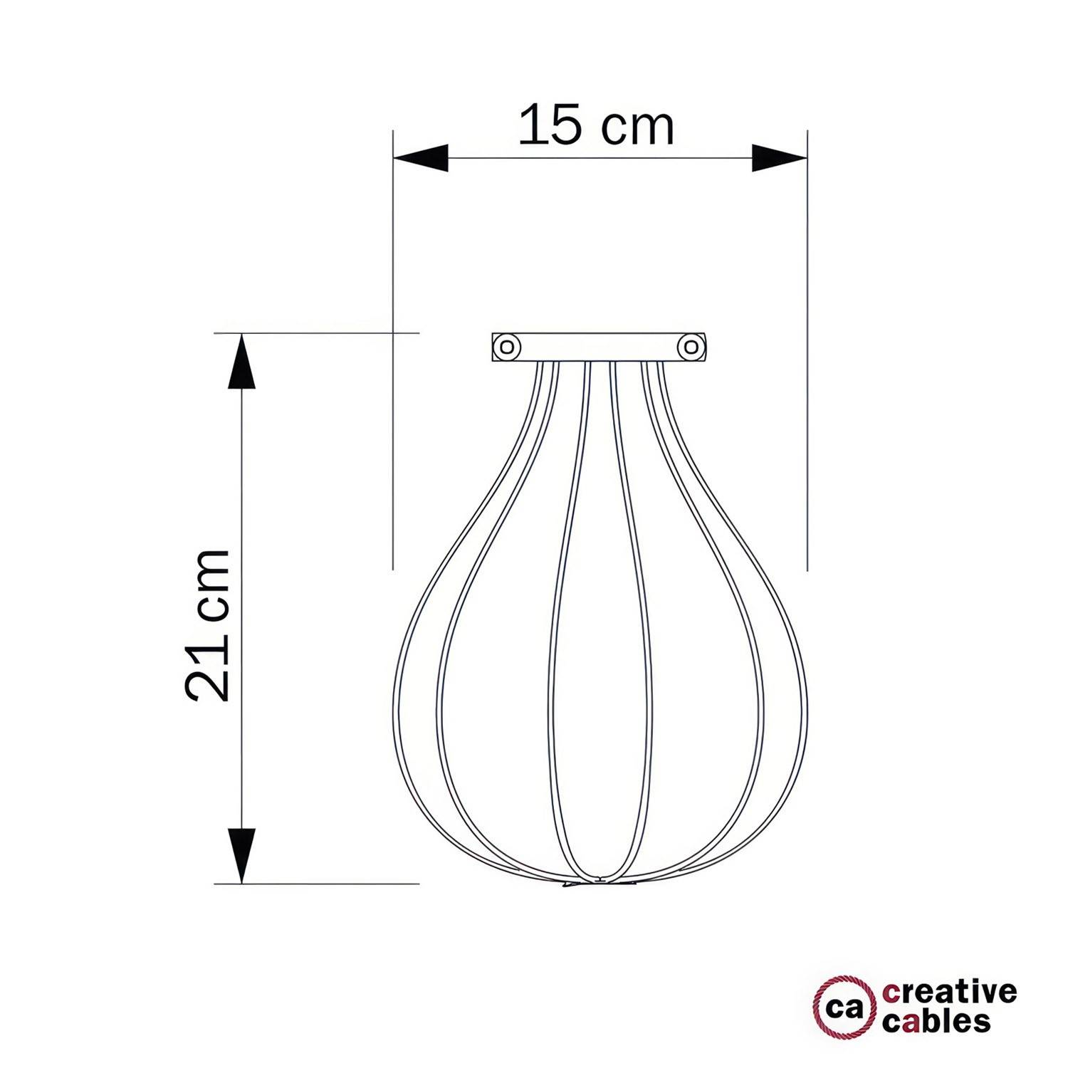 Lampa metalică cu sârmă pentru bec cu intensitate reglabilă și închidere cu guler ajustabil.