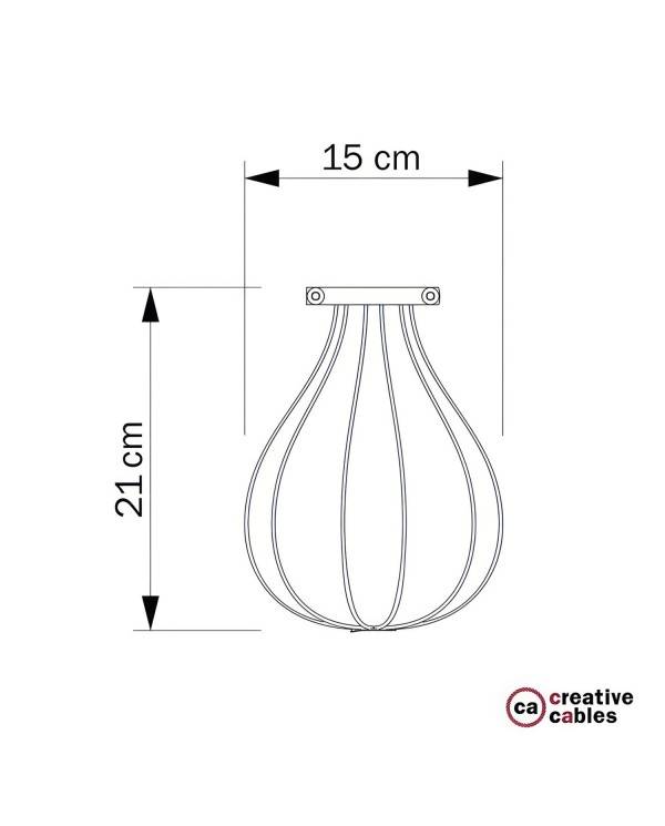 Lampa metalică cu sârmă pentru bec cu intensitate reglabilă și închidere cu guler ajustabil.