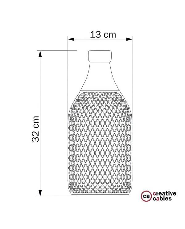 Abajur Jéroboam em metal com grade de lâmpada descoberta em forma de garrafa