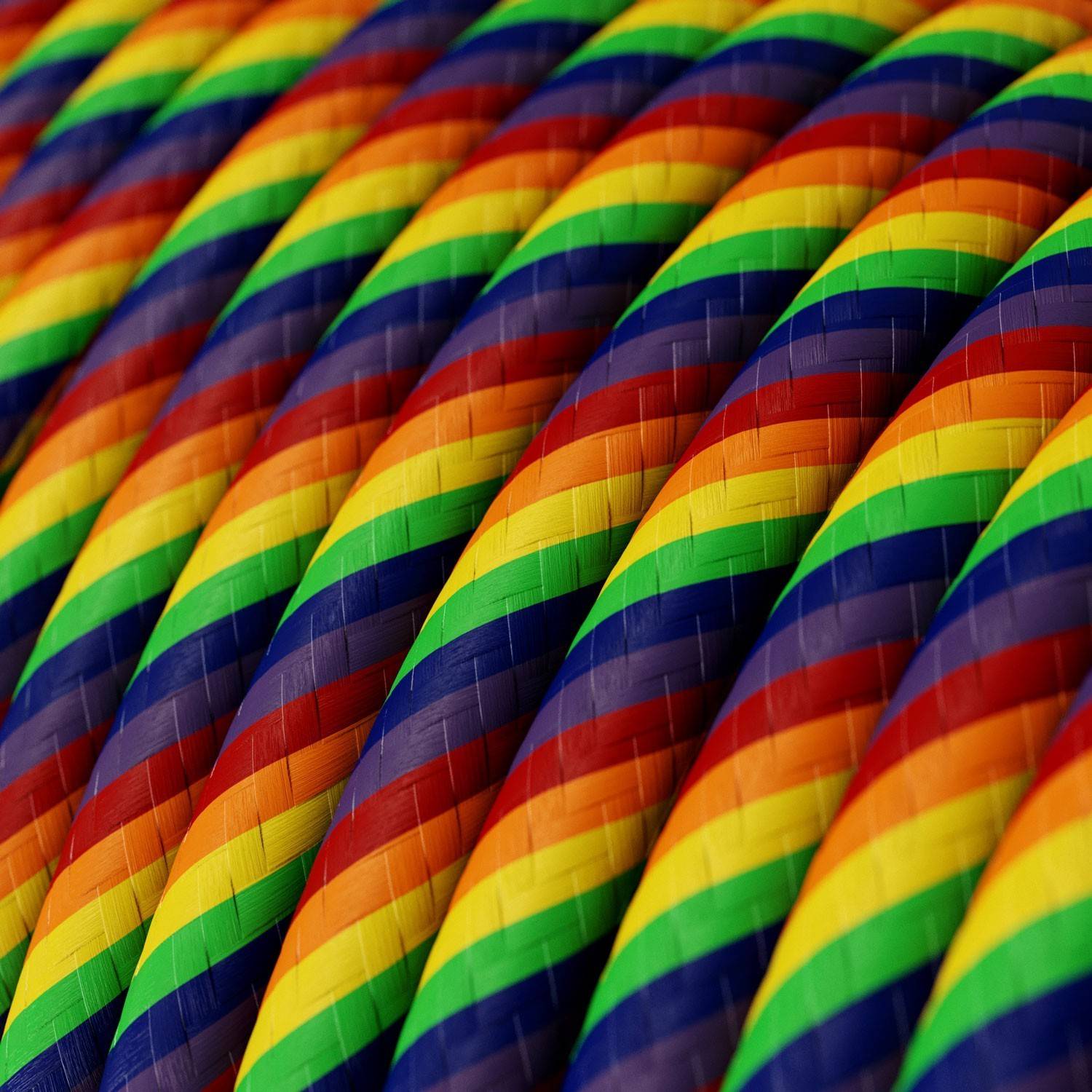 Textilkabel, Regenbogenfarben glänzend Vertigo - Das Original von Creative-Cables - ERM68 rund 2x0,75mm / 3x0,75mm