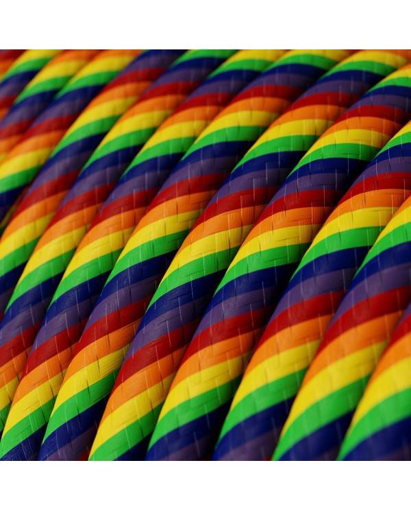 Glossy Rainbow Vertigo Textile Cable - The Original Creative-Cables - ERM68 round 2x0.75mm / 3x0.75mm