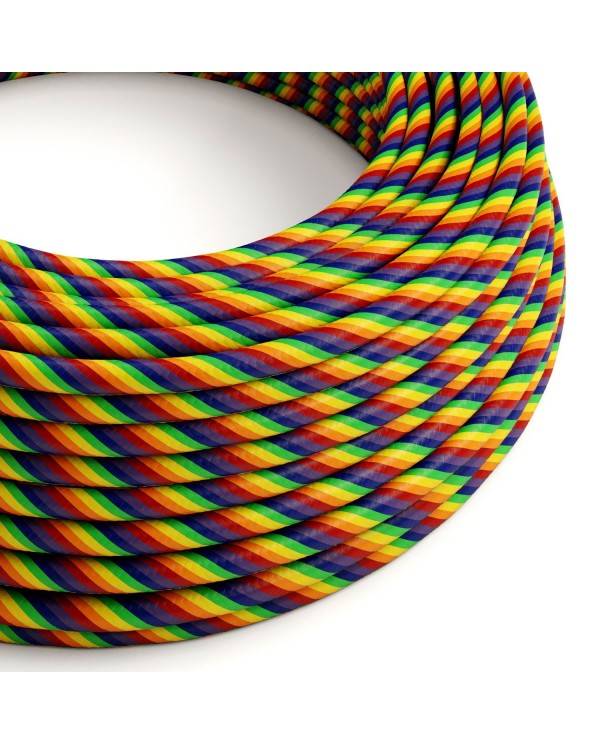 Glossy Rainbow Vertigo Textile Cable - The Original Creative-Cables - ERM68 round 2x0.75mm / 3x0.75mm