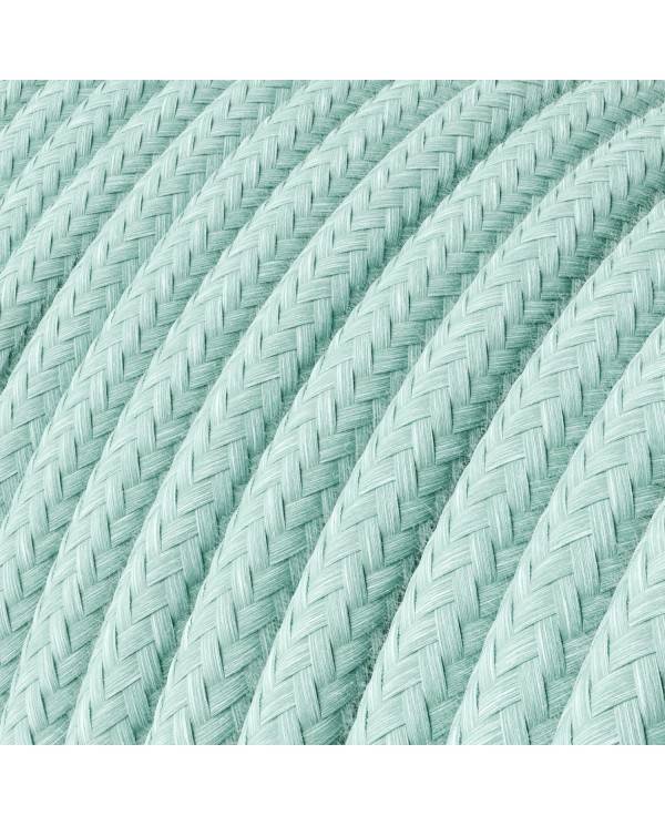 Cable eléctrico redondo revestido de algodón Verde Celadón sólido RC18