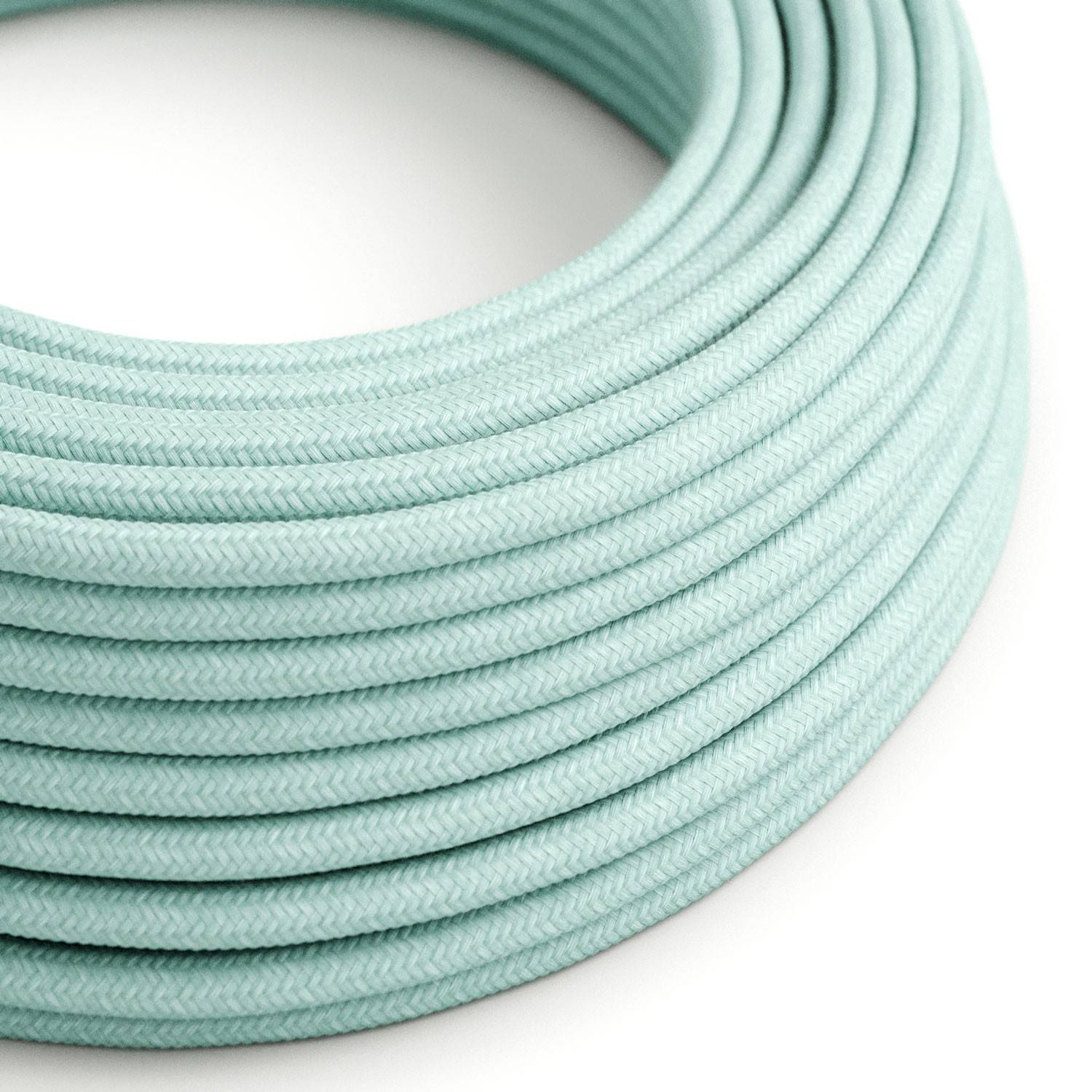 Cable eléctrico redondo revestido de algodón Verde Celadón sólido RC18