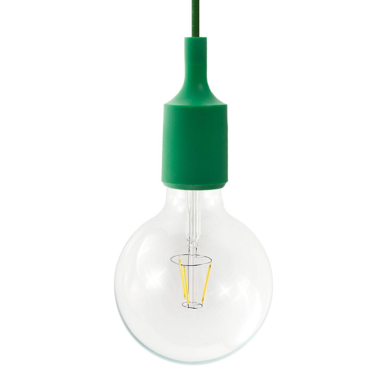 Pendant lamp with textile cable and silicone details - Made in Italy - Bulb included