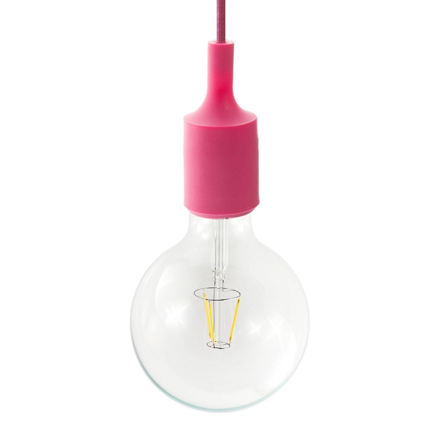 Pendant lamp with textile cable and silicone details - Made in Italy - Bulb included