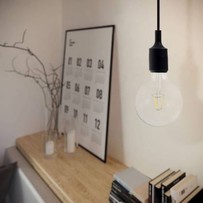 Pendant lamp with textile cable and silicone details - Made in Italy - Bulb included