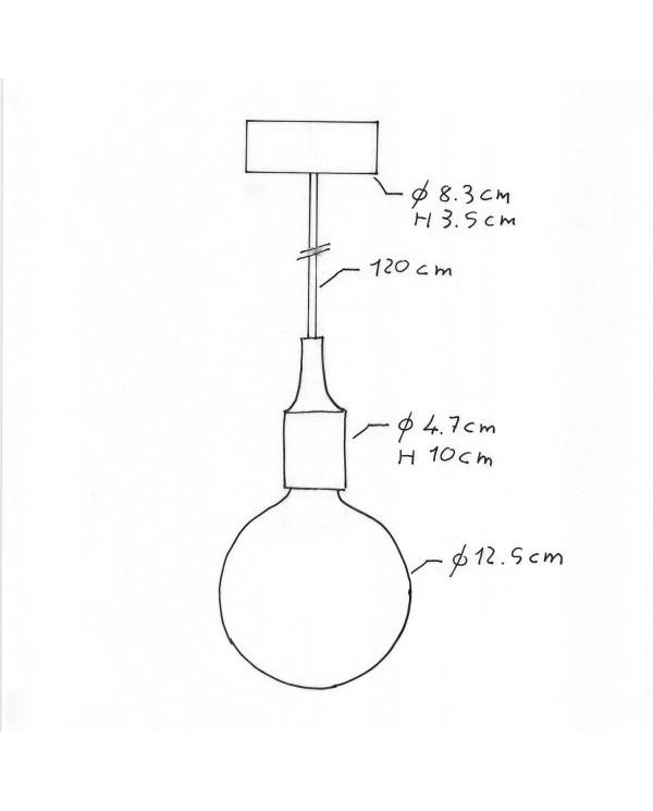 Lampa wisząca z kablem w oplocie i silikonowymi elementami - Made in Italy - Żarówka w zestawie