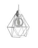 Pendant lamp with textile cable, Diamond cage lampshade and metal details - Made in Italy