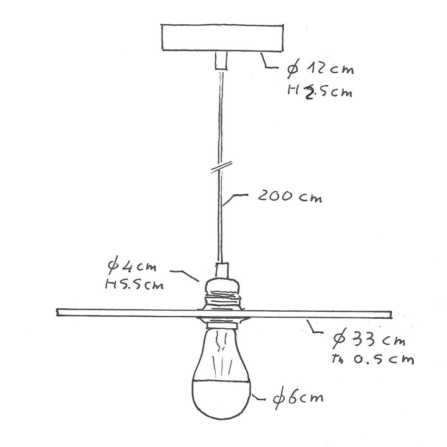 Pendelleuchte inklusive Glühbirne, Textilkabel, doppelseitigem UFO-Lampenschirm aus Holz und Metall-Zubehör - Made in Italy