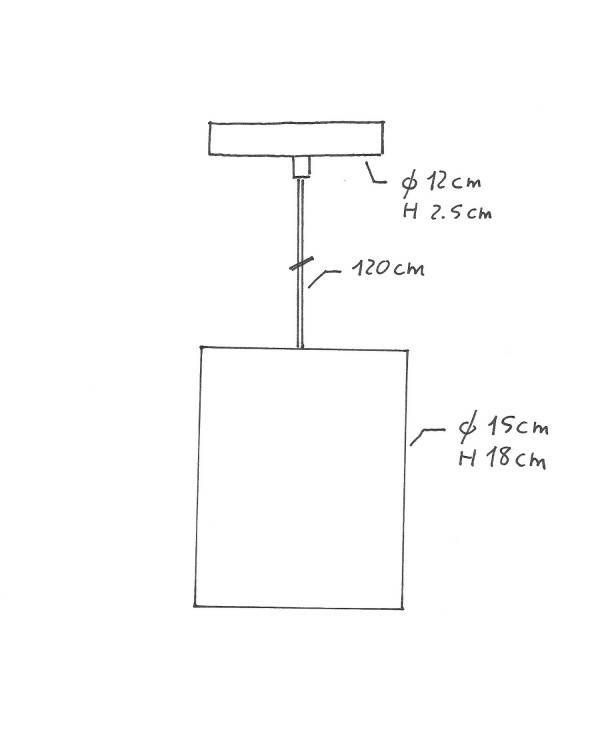 Lampa wisząca z kablem w oplocie, kloszem Cilindro z rafii i metalowymi elementami - Made in Italy