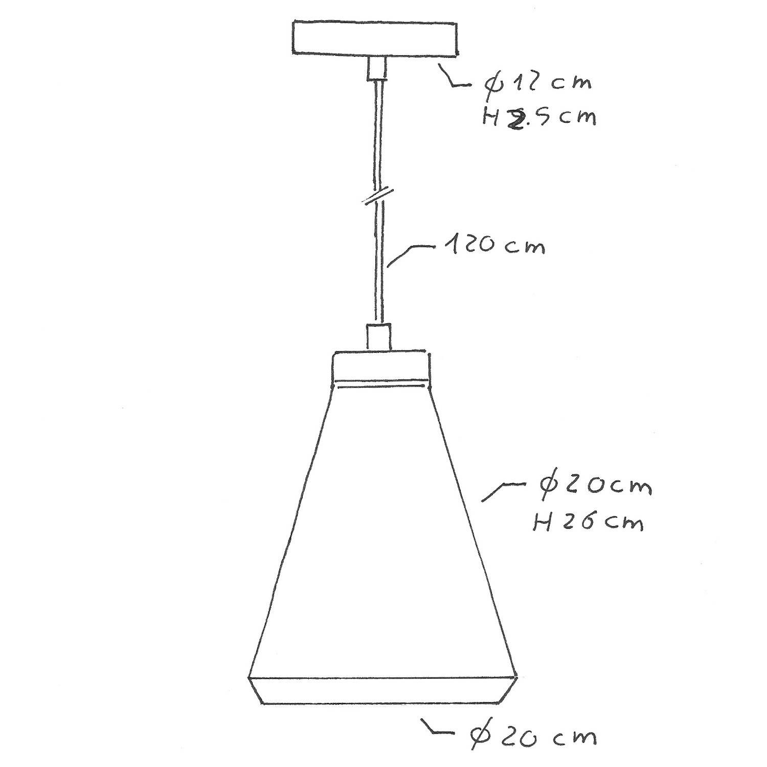 Candeeiro suspenso com cabo têxtil, abajur Funnel em cimento e detalhes em metal - Fabricado em Itália