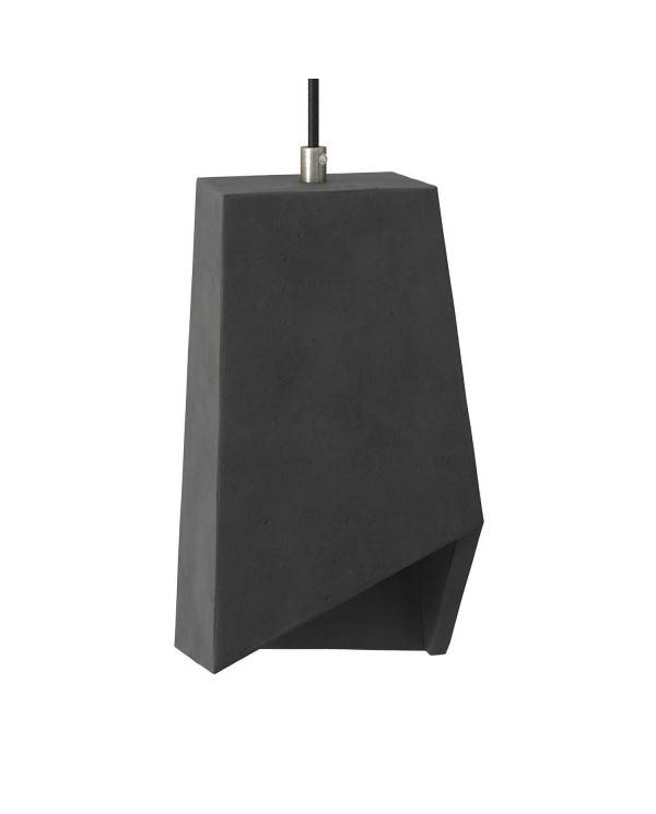 Pendant lamp with textile cable, Prisma cement lampshade and metal finishes - Made in Italy