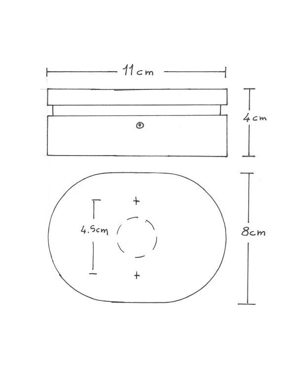 Copertină ovală din lemn cu 2 găuri laterale pentru cablurile de lumină și sistemul Filé. Fabricată în Italia.