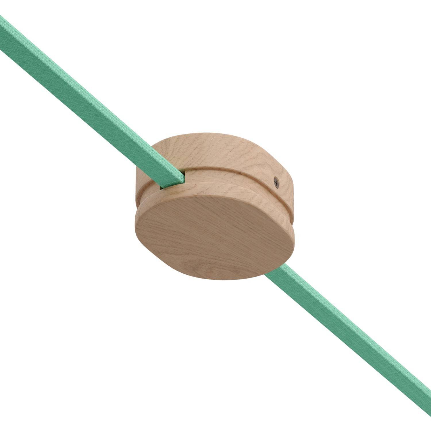 Ovalni drveni baldahin s 2 bočne rupe za kabel svjetiljke i Filé sustav. Napravljen u Italiji