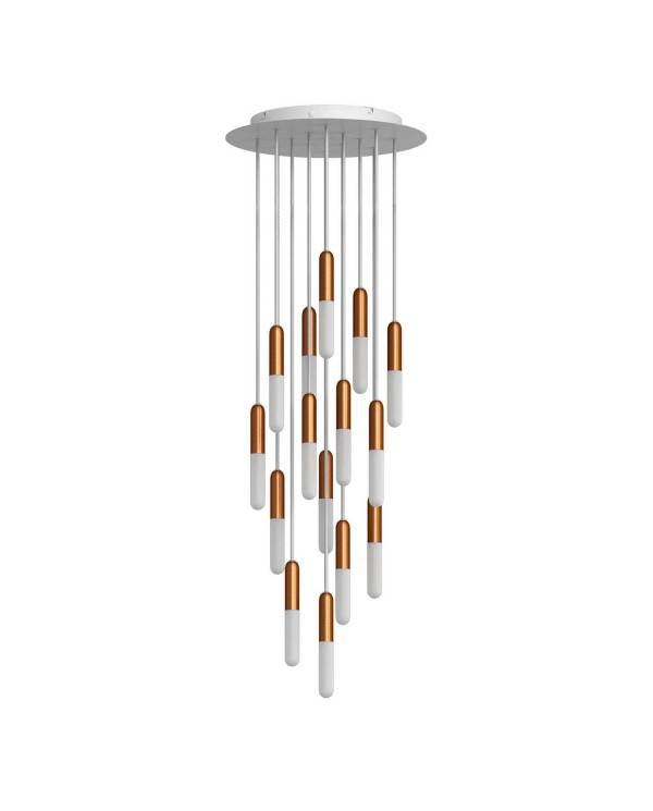 Made in Italy ophæng med 15 pendler komplet med P-Light, og 400 mm Rose-One loftsroset