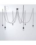 Made in Italy suspension with 6 pendants complete with bulbs, fabric cable, and coloured ceramic finishes