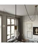 Spider - Suspension with 5 pendants Made in Italy complete with fabric cable, and metal finishes