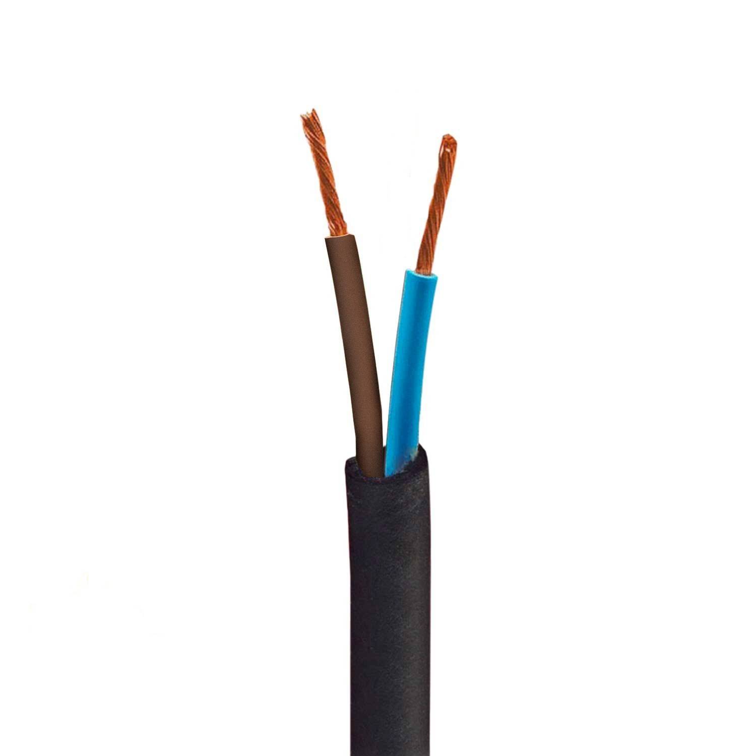 Cable eléctrico exterior redondo resistente a los rayos UV revestido en tejido Negro SM04 - compatible con Eiva IP65