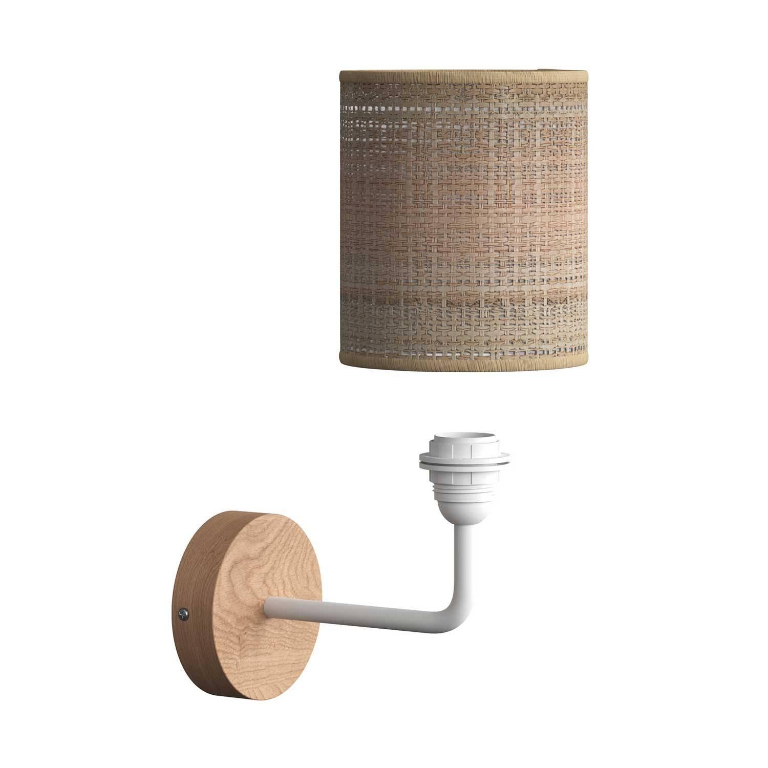 Fermaluce Wood, ceramics wall light with lampshade and bent extension