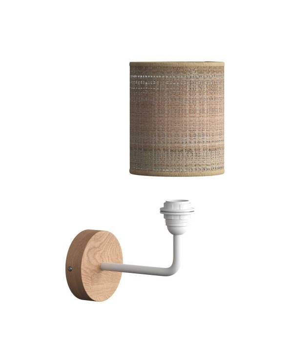 Fermaluce Wood, houten wandlamp met Cilindro-lampenkap en gebogen arm