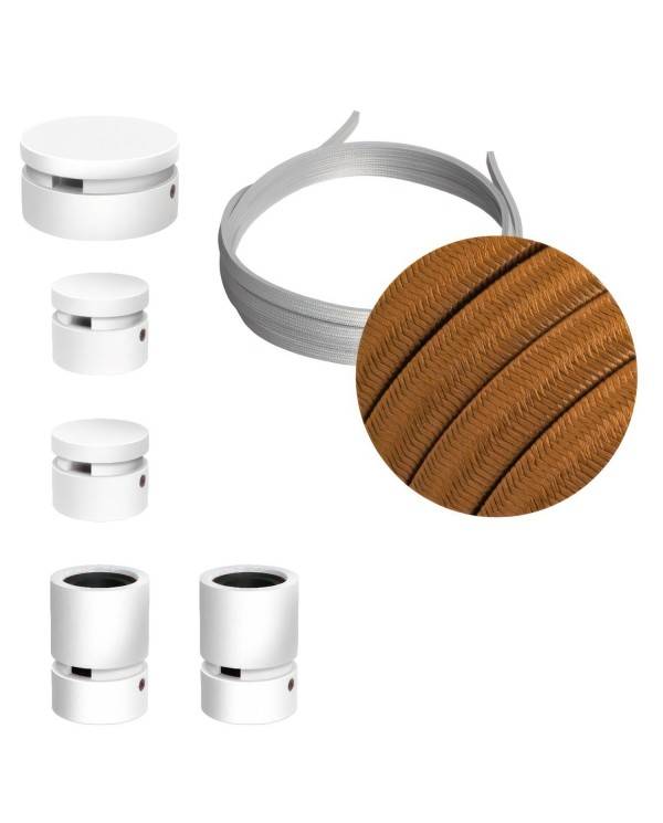 Zestaw systemu Filé Wiggle - z 3 mm łańcuchem świetlnym i 5 wewnętrznymi elementami drewnianymi lakierowanymi na biało