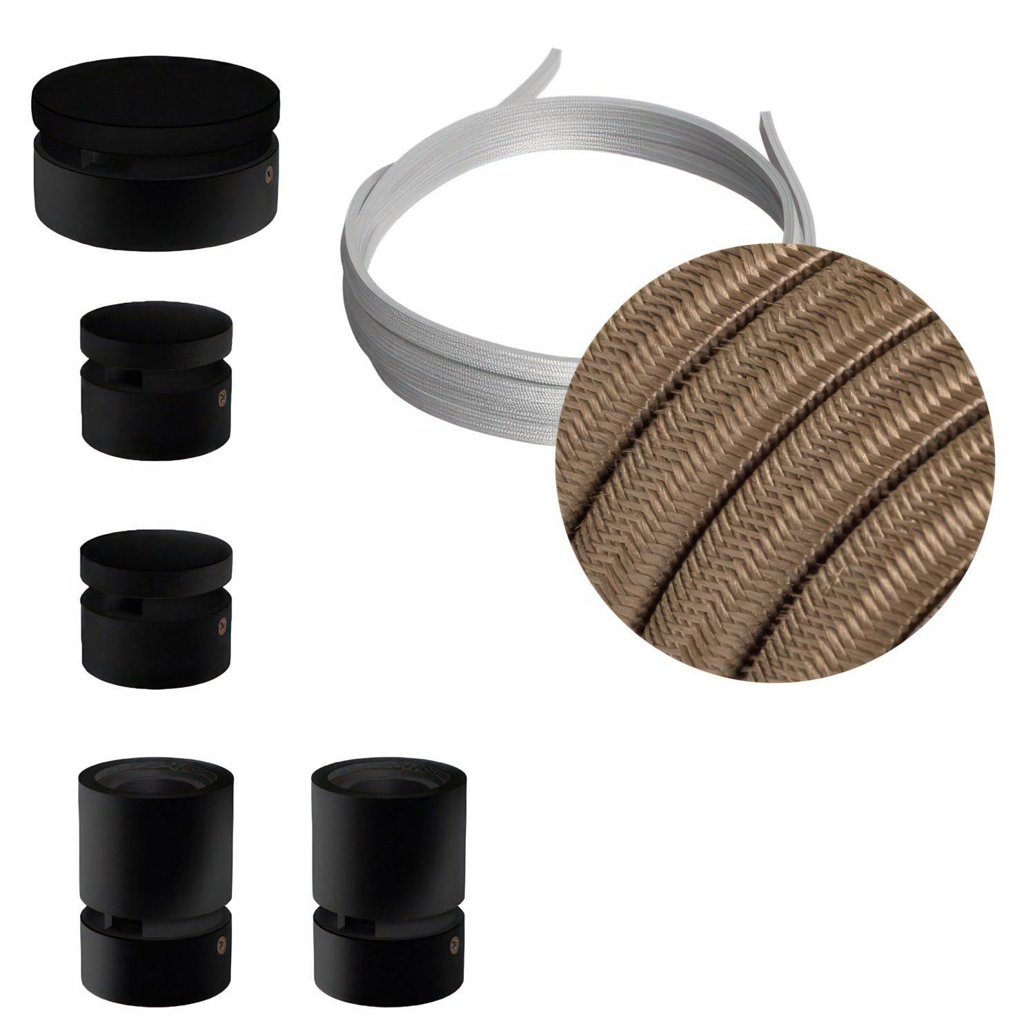 Zestaw systemu Filé Wiggle - z 3 mm łańcuchem świetlnym i 5 wewnętrznymi, czarnymi, lakierowanymi elementami drewnianymi