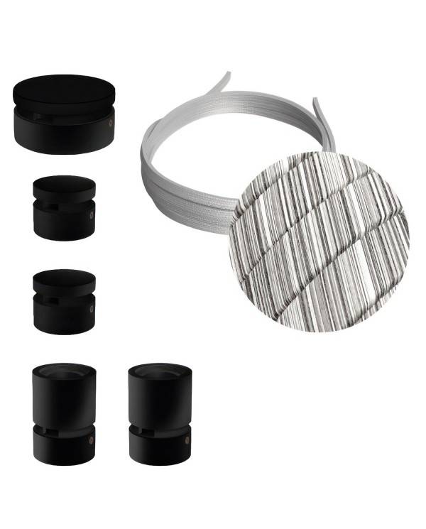 Setul Filé System Wiggle Kit - cu cablu de lumină de 3m și 5 componente interioare din lemn vopsit negru.