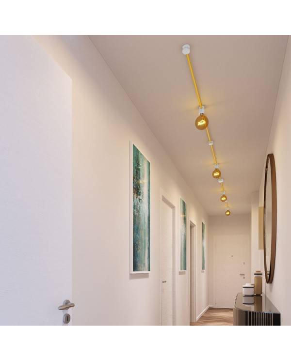 Filé rendszer Szimmetrikus Készlet - 5m fényfüzér kábellel és 9 beltéri fehér lakkozott fa elemmel