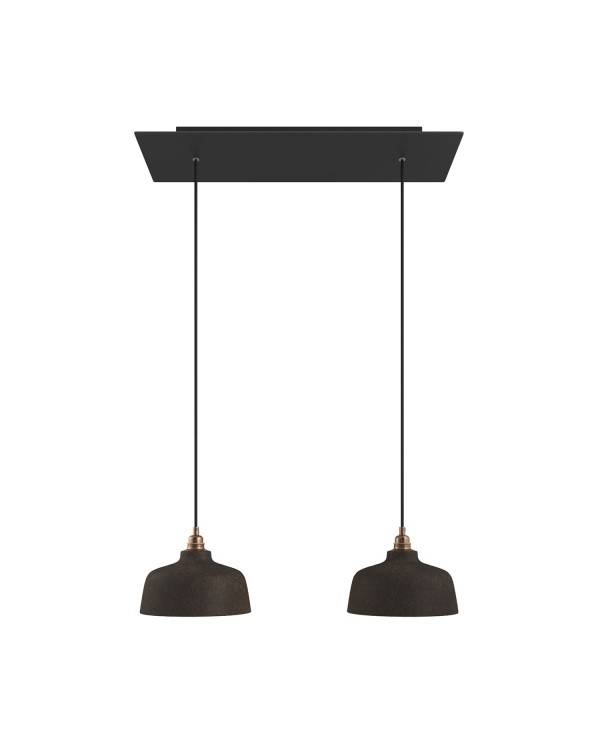 2-ramienna lampa wisząca z prostokątnym kloszem Rose-One XXL o średnicy 675 mm, z kablem w oplocie i kloszem Coppa