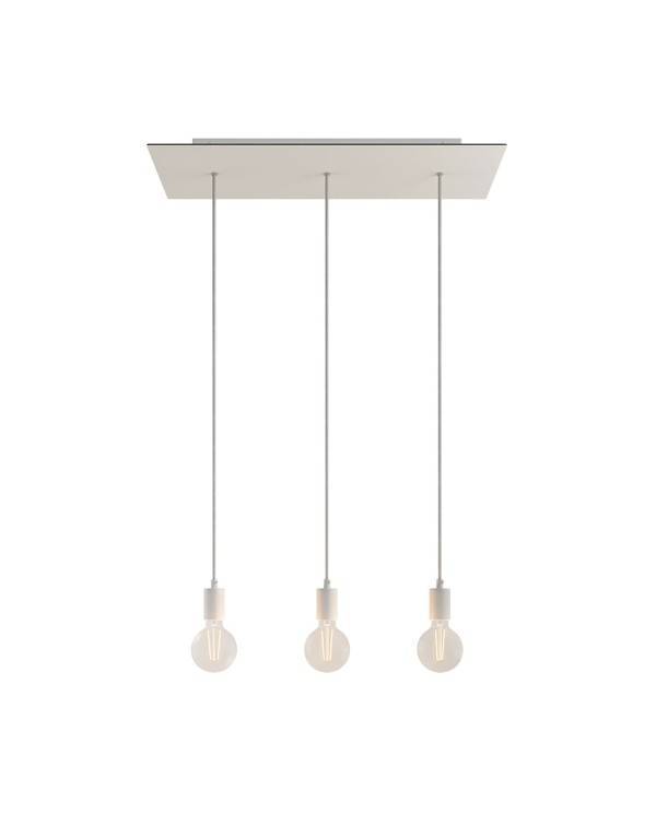 3-light pendant lamp with 675 mm rectangular XXL Rose-One, featuring fabric cable and metal finishes