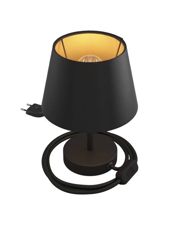 Alzaluce cu abajur Impero, lampă de masă din metal cu priză, cablu și comutator