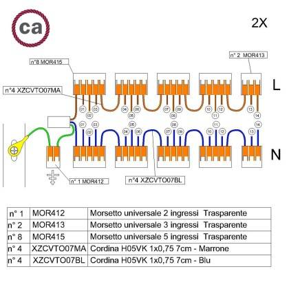 Kit de conexión WAGO compatible con cable 2x para Rosetón de 14 agujeros