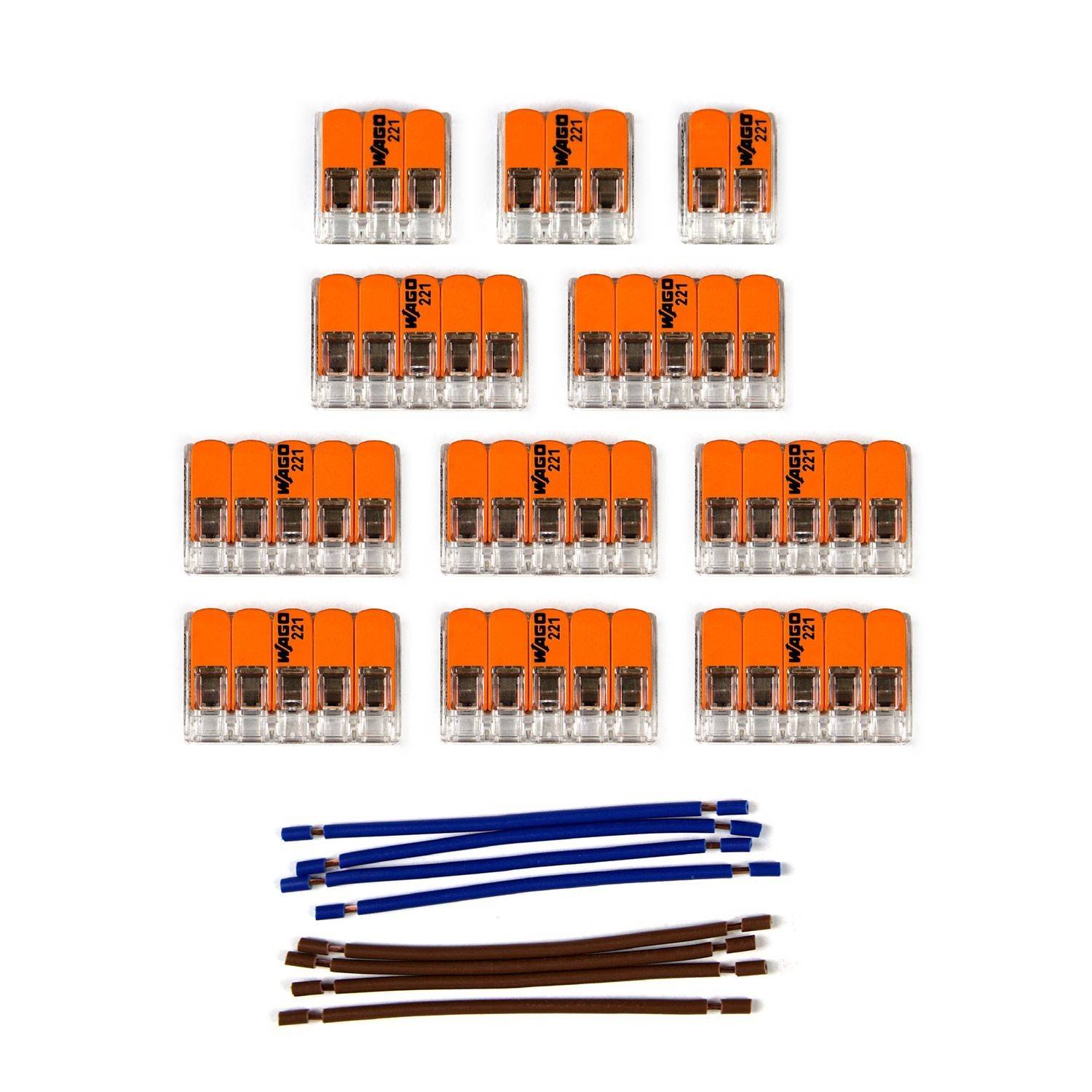 Kitul de conectori WAGO este compatibil cu cablul dublu pentru o rozetă de tavan cu 14 orificii.