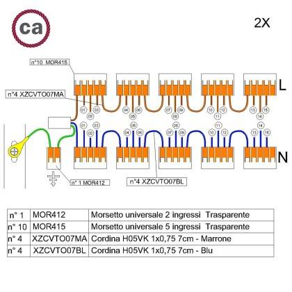 Kit de conexión WAGO compatible con cable 2x para Rosetón de 15 agujeros