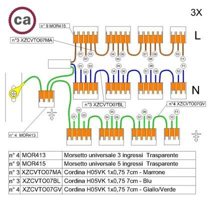 Kit de conexión WAGO compatible con cable 3x para Rosetón de 11 agujeros