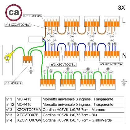 Kit de conexión WAGO compatible con cable 3x para Rosetón de 12 agujeros