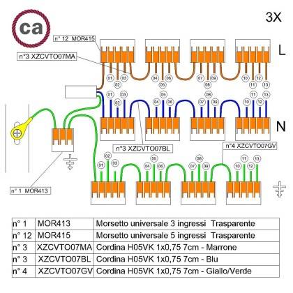 Kit de conexión WAGO compatible con cable 3x para Rosetón de 13 agujeros