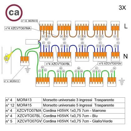 Kit de conexión WAGO compatible con cable 3x para Rosetón de 14 agujeros