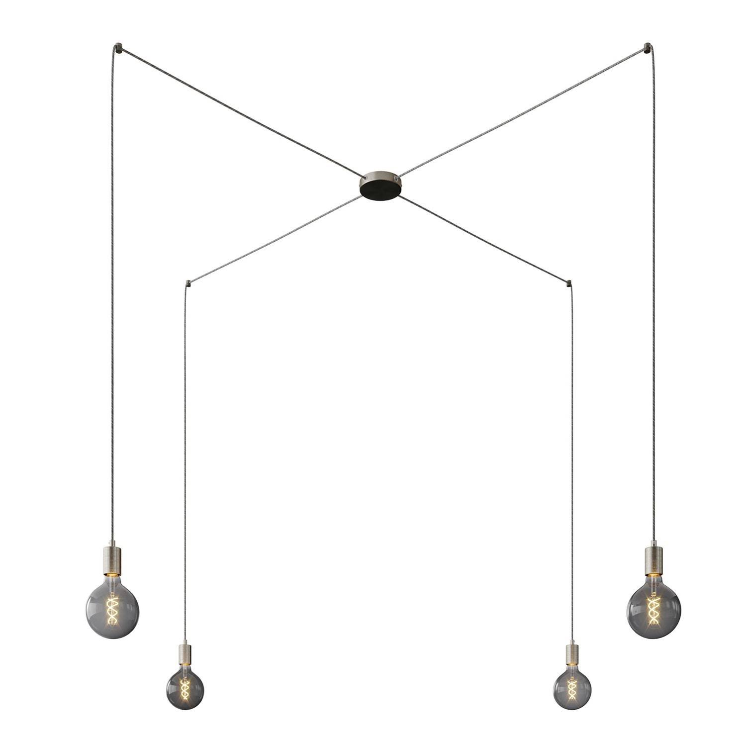 Spider - 4-light multi-pendellampe Made in Italy med stofkabel og metalfinish