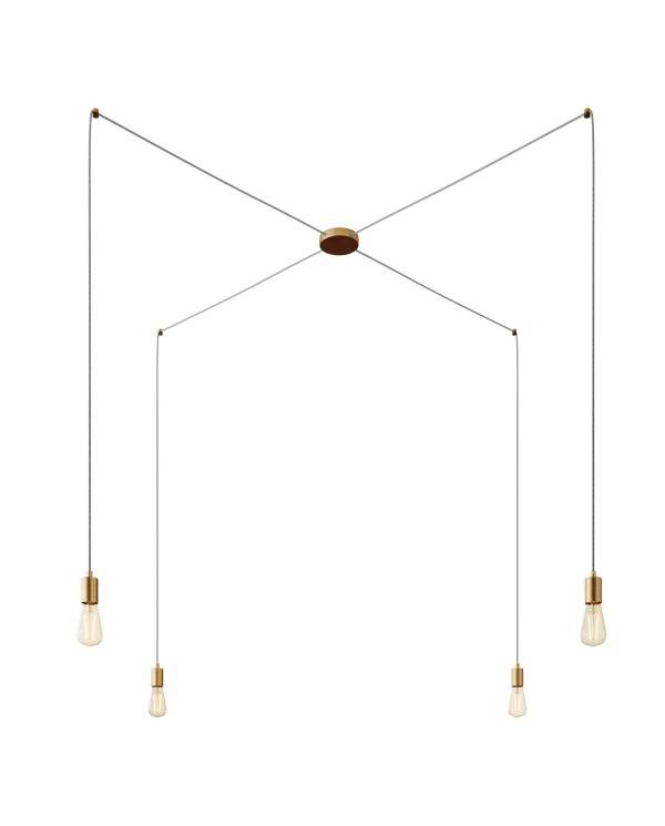 Spider - 4 lichts-meervoudige hanglamp, Made in Italy, compleet met strijkijzersnoer en metalen afwerking