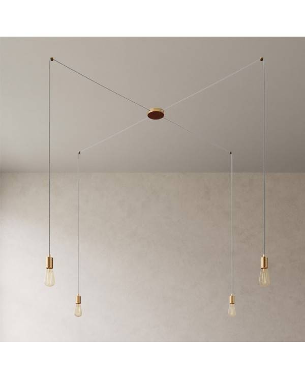 Spider - 4 lichts-meervoudige hanglamp, Made in Italy, compleet met strijkijzersnoer en metalen afwerking