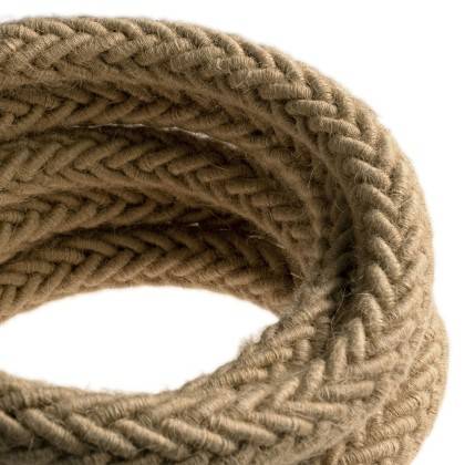 2XL gedraaid touw van jute, 2x0,75 elektrische kabel. Diameter 24mm.