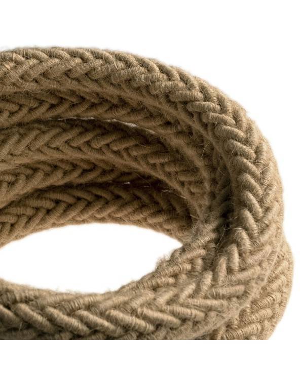 2XL gedraaid touw van jute, 2x0,75 elektrische kabel. Diameter 24mm.