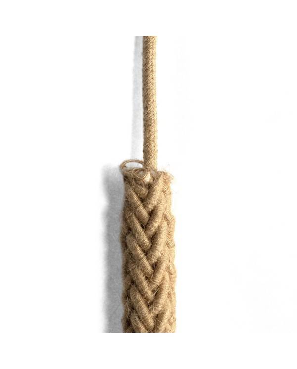 2XL gedraaid touw van jute, 2x0,75 elektrische kabel. Diameter 24mm.