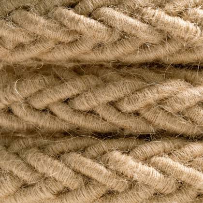 2XL gedraaid touw van jute, 2x0,75 elektrische kabel. Diameter 24mm.