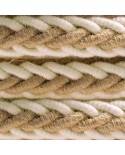 2XL gedraaid touw van jute en ruw wit katoen, 2x0,75 elektrische kabel. Diameter 24mm.